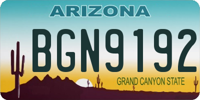 AZ license plate BGN9192