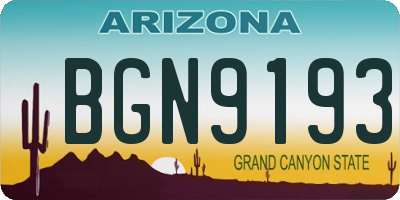 AZ license plate BGN9193