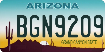 AZ license plate BGN9209