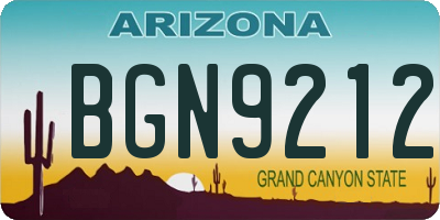 AZ license plate BGN9212