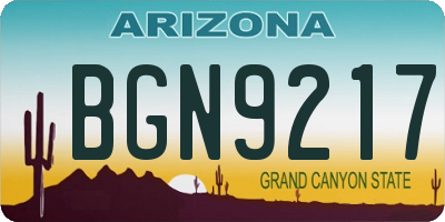 AZ license plate BGN9217