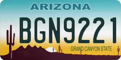 AZ license plate BGN9221