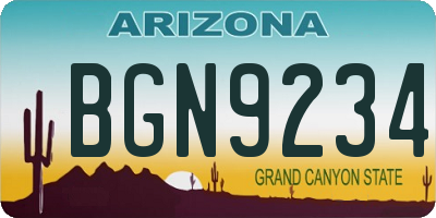 AZ license plate BGN9234