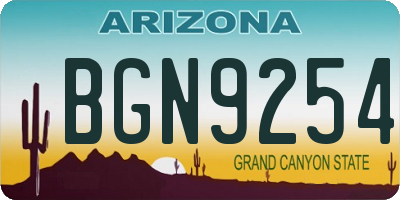AZ license plate BGN9254