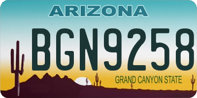 AZ license plate BGN9258