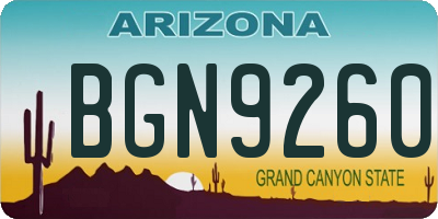 AZ license plate BGN9260