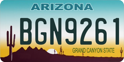 AZ license plate BGN9261