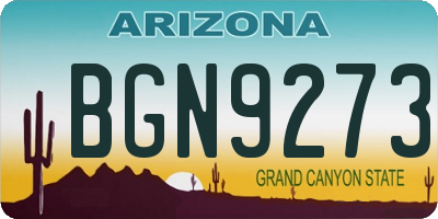 AZ license plate BGN9273