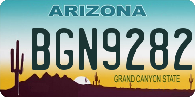 AZ license plate BGN9282