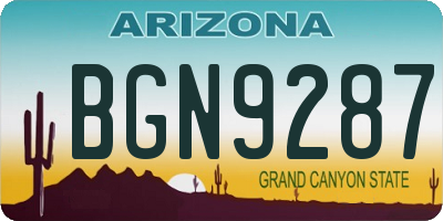 AZ license plate BGN9287