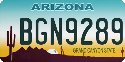 AZ license plate BGN9289