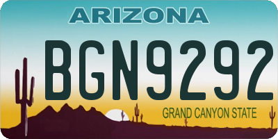 AZ license plate BGN9292
