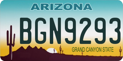 AZ license plate BGN9293