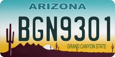AZ license plate BGN9301