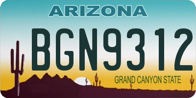 AZ license plate BGN9312