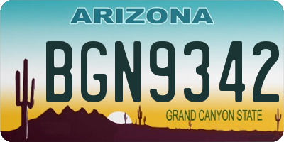 AZ license plate BGN9342