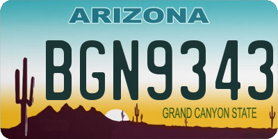 AZ license plate BGN9343