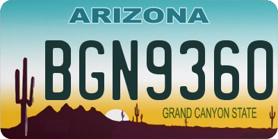 AZ license plate BGN9360