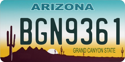 AZ license plate BGN9361