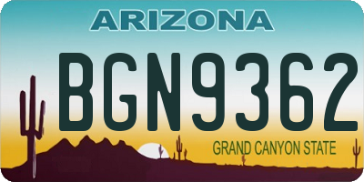 AZ license plate BGN9362