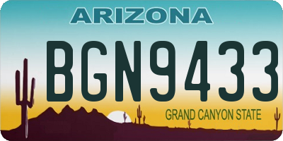 AZ license plate BGN9433