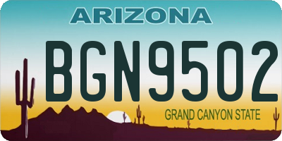 AZ license plate BGN9502