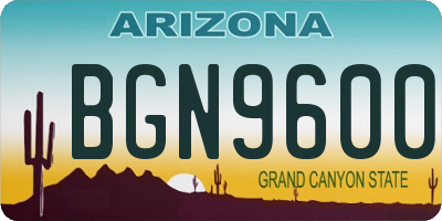 AZ license plate BGN9600