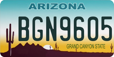 AZ license plate BGN9605