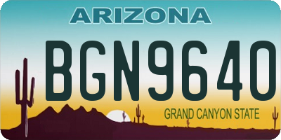 AZ license plate BGN9640