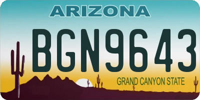 AZ license plate BGN9643