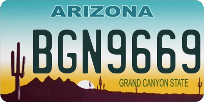 AZ license plate BGN9669