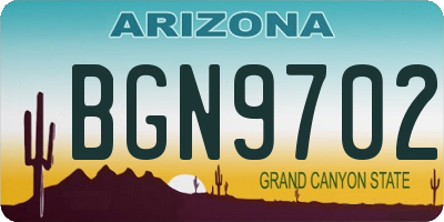 AZ license plate BGN9702