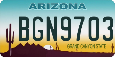 AZ license plate BGN9703