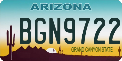 AZ license plate BGN9722