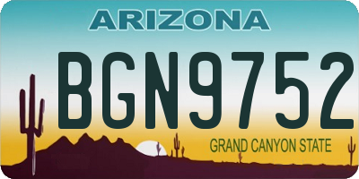 AZ license plate BGN9752