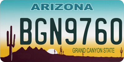 AZ license plate BGN9760