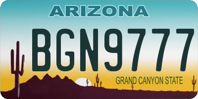 AZ license plate BGN9777