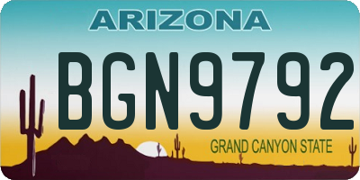 AZ license plate BGN9792