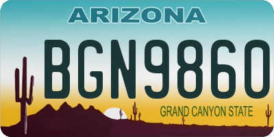 AZ license plate BGN9860