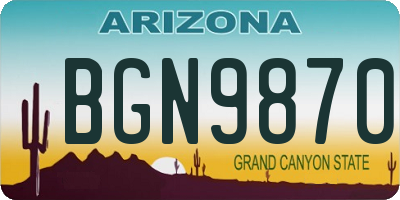 AZ license plate BGN9870