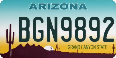 AZ license plate BGN9892