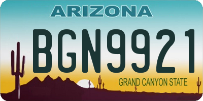 AZ license plate BGN9921