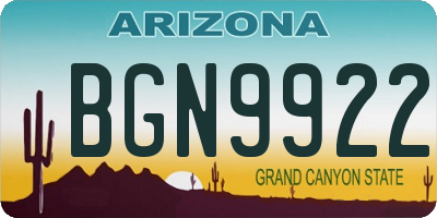AZ license plate BGN9922