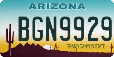 AZ license plate BGN9929