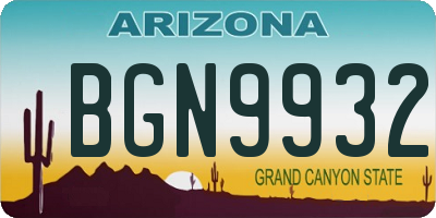 AZ license plate BGN9932