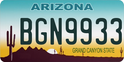 AZ license plate BGN9933
