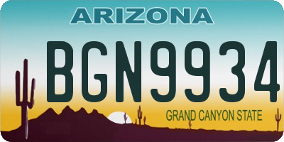 AZ license plate BGN9934