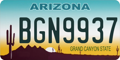 AZ license plate BGN9937