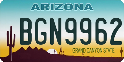 AZ license plate BGN9962