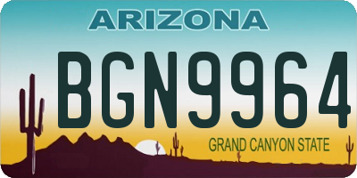 AZ license plate BGN9964